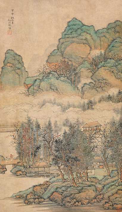 倪灿 秋山雅居 立轴